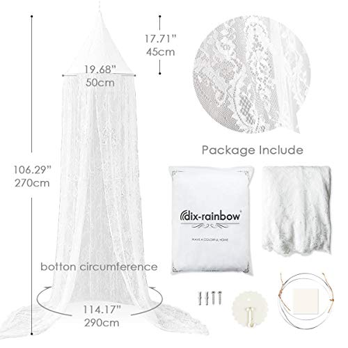 Dix-Rainbow Crib Canopy for Kids Bed Canopy for Girls Bed Canopy Princess White Lace Crib Net Tent for Baby Little Girl Cute Starry Barbie Castles - Paper Star Gift