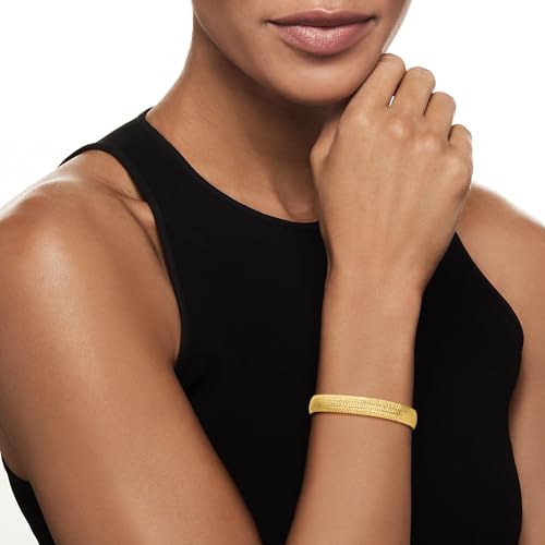 Ross-Simons Italian 18kt Gold Over Sterling Textured and Polished Omega Bracelet2