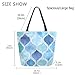 Fashion Extra Large Shoulder Tote Bag, Beautiful Blue Quatrefoil Canvas Durable Daily Weekender Handle Bag Ideal for Gym Picnic Yoga Beach Travel Kitchen Market Grocery Shopping