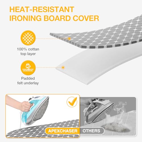 APEXCHASER Foldable Ironing Board, Tabletop Small Iron Board with Heat Resistant Covers, Portable Folding Mini Iron Table with Non-Slip Feet for Home, Laundry Rooms, Dorms, Travel Use, Gray by APEXCHASER - Image 3