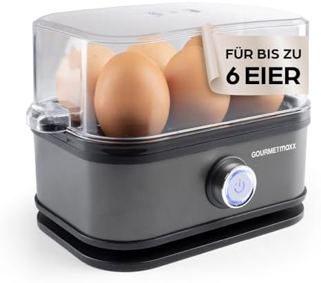 Bild 9 - GOURMETmaxx Design Eierkocher für 2 Eier | kompakter Egg Boiler | Egg Cooker mit Eierstecher, Messbecher & Signalton | 3 Härtegrade | leichte Reinigung & spülmaschinenfeste Teile