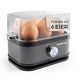 GOURMETmaxx Eierkocher für 6 Eier | Egg Boiler mit Eierstecher im Messbecher | Egg Cooker mit 3 Härtegraden – für jeden Eierbecher das Passende | Design Eierkocher Anthrazit, spülmaschinenfeste Teile