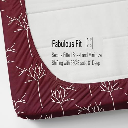 Image of 200 TC Cotton Feel All Around Elastic Fitted Bedsheet, Elastic Fitted Bedsheet King Size Bedsheet for Double Bed with 2 Pillow Covers, Size - 72 x 78 x 8 Inch Color Wine