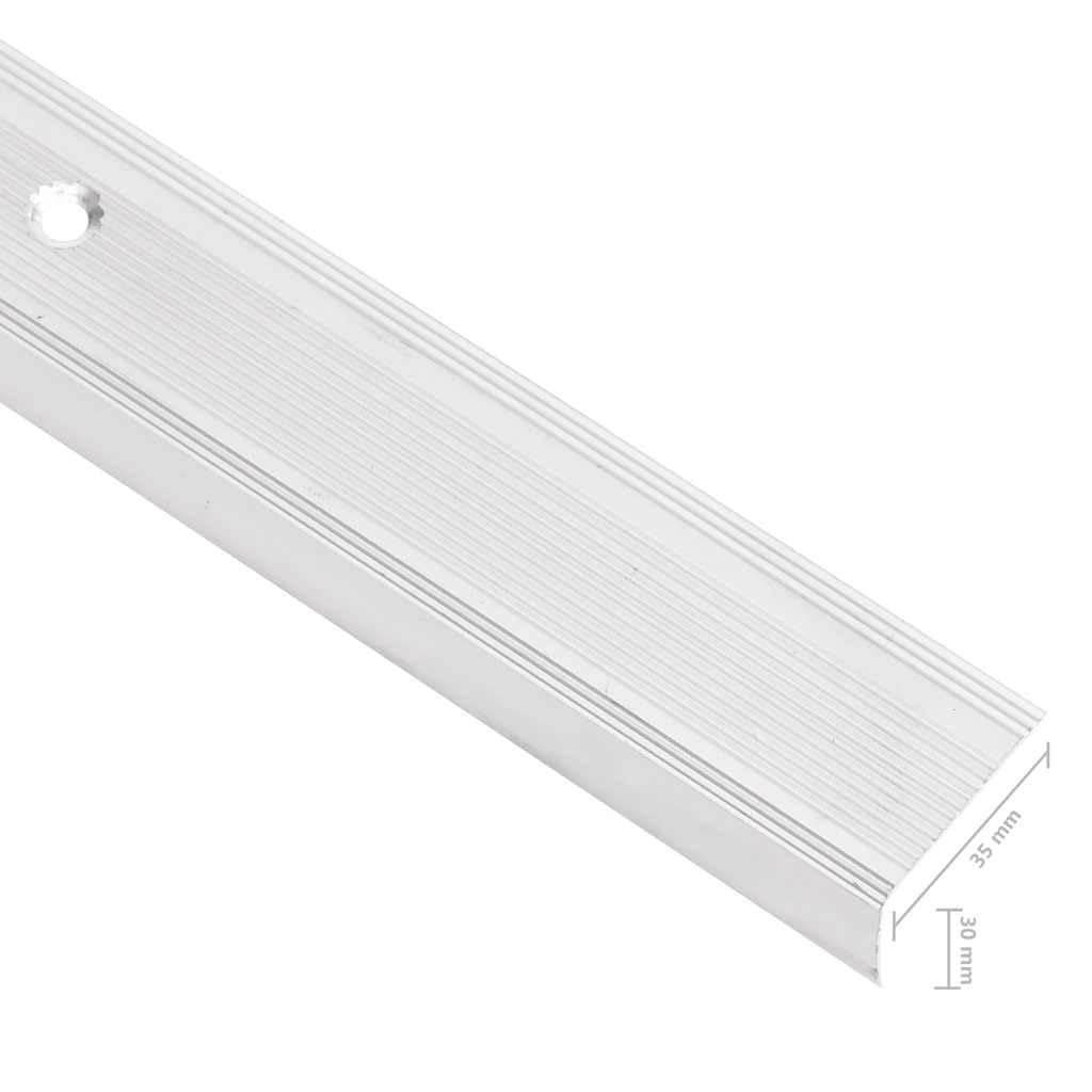Lot de 5 profilés de nez de marche en forme de L en aluminium - 100 cm - Argenté - Avec insert antidérapant en plastique - Pour marches d'escalier, rénovation, montage en intérieur