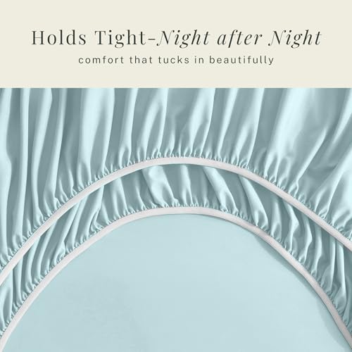 Image of Hearth & Harbor Extra Deep Pocket Sheets - Fits Mattress 18-24 Inches Deep - Extra Deep Pocket Full Size Sets - 6 Piece Full Size - Full - Aqua Blue