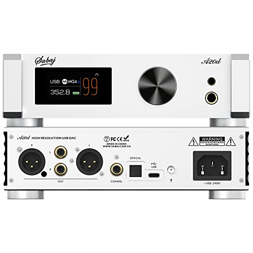 SABAJ A20d 2022 Version DAC Headphone Amplifier LDAC 24bit/96kHz,APTX/HD,SBC,AAC,Second-Generation XMOS Solution Supports DoP256 and Native DSD512,PCM 32bit/768kHz,ES9038PRO Chip with Remote Control