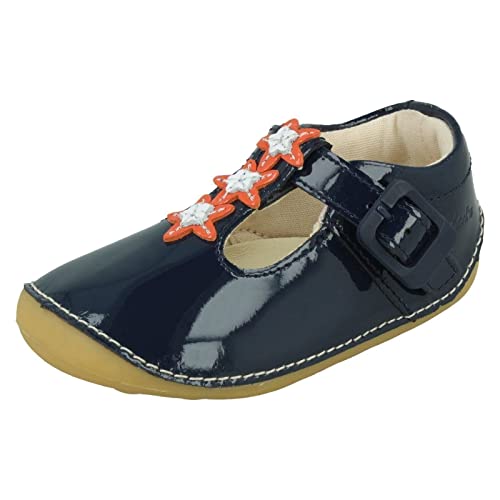 Clarks Tiny Sun Kleinkind-Lederschuhe, Rosa, blau, 22 EU