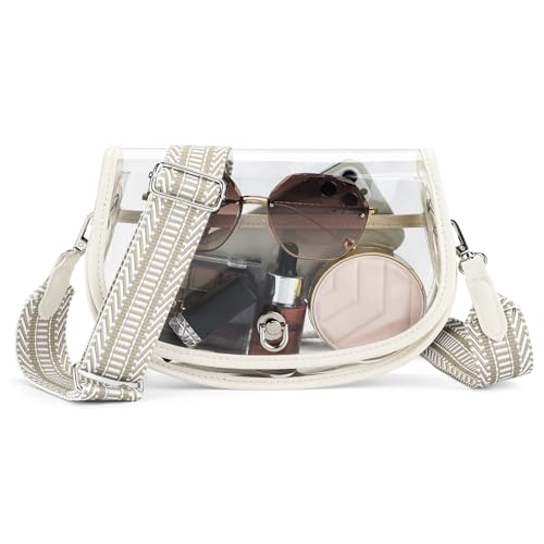 Wuflyover Bolsa transversal transparente aprovada para mulheres, bolsas transparentes para eventos de estádio, bolsa transparente para shows, Branco leitoso, 9.06 x 6.30 x 2.35 inches