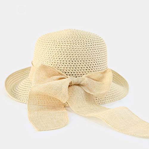 Chapeau en paille de qualité supérieure avec ruban en lin pour femme élégante