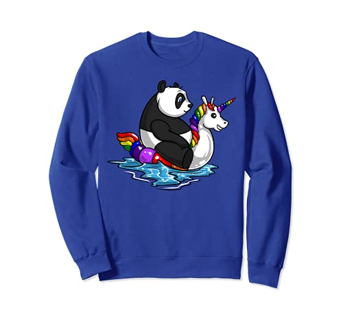 Pandabär Reitet Auf Einhorn Schwimmtier Floß Jungen Kinder Sweatshirt