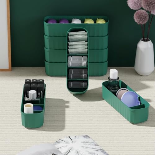 Image of PIXERDOT Pack of 4 - GREEN | Socks & Cloths Organizer For Wardrobe and Drawer, Innerwear, Undergarments, Bra, Panty, Hankerchief and Hosiery Organiser for Wardrobes, Drawers and Cupboards