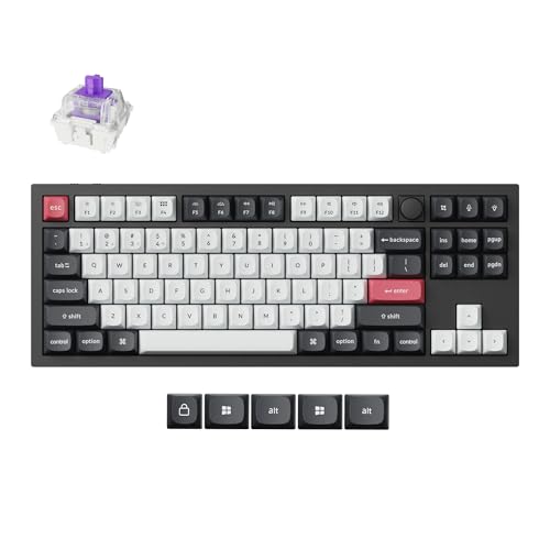 Image of Keychron Q3 HE Wireless Custom Mechanical Keyboard, 2.4 GHz /Bluetooth /Wired QMK Rapid Trigger 80% TKL Hot-Swappable Programmable RGB Gateron Double-Rail Magnetic Switches for Mac Windows, Carbon Black