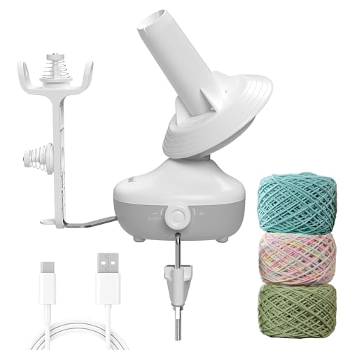 Etcokei Yarn Winder, Electric Wool Winder for Crocheting, Compact Yarn Cake Winder with Strong Tension Stepless Speed, Automatic Yarn Ball Winder Yarn Spinner Roller, Ideal Helper for Knitting Lovers