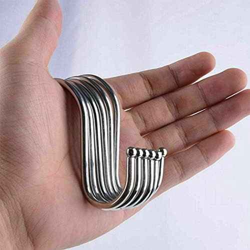 10 Pcs S Hooks - Heavy-Duty Size Stainless Steel Hanging for Kitchen Utensils Office Bathroom Bedroom Towels, Ties and Much More, Small, Medium, & Large (Small), Silver, UTHK10