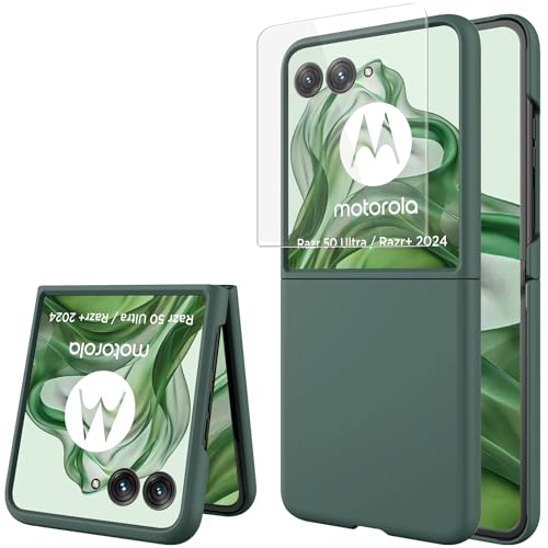 Coque fine pour Motorola Razr Plus 2024 mate et légère avec charnière de protection verte