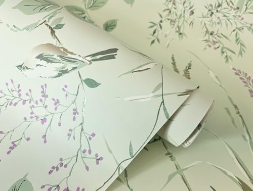 CROWN Mariko Mint/Plum Paper Wallpaper