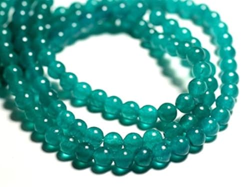 Perles de jade 6mm bleu vert paon pour création bijoux LKBEADS