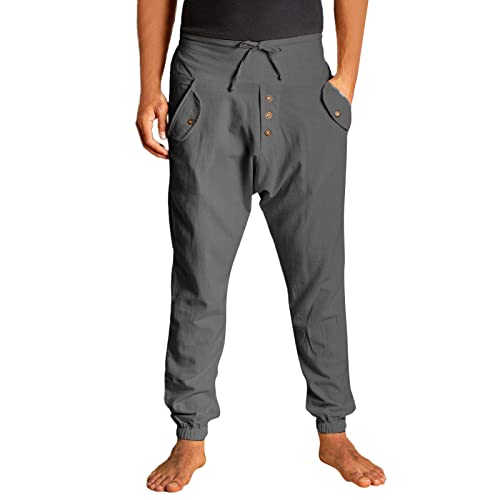 Pantalon en coton et lin Harun pour homme Generisch avec ceinture élastique