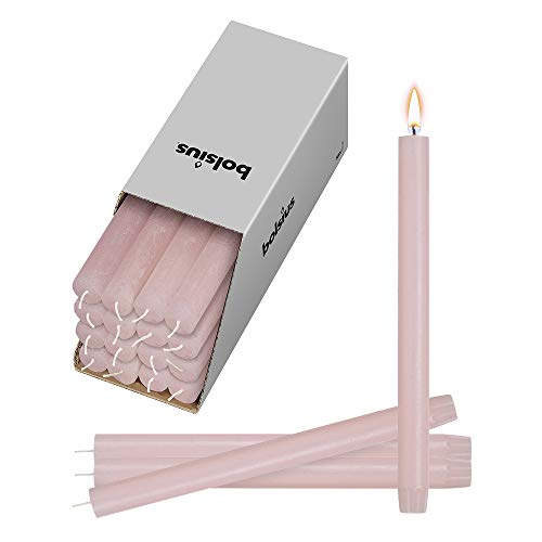 bolsius rustic anthracite soft pink household candles - set of 16 unscented clean burning smokeless 10.5 inch table candlestick decorations - special for dinner wedding-party- birthday- spa-church,