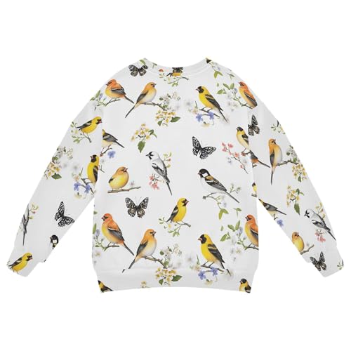 JUNZAN Beauty American Goldfinch Birds White Big Boys Pullover Hoodie Crewneck Fall Tops Shirts Camping 4T2