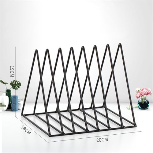 Estantería de vinilos rosa con estructura metálica triangular de 7 secciones 3
