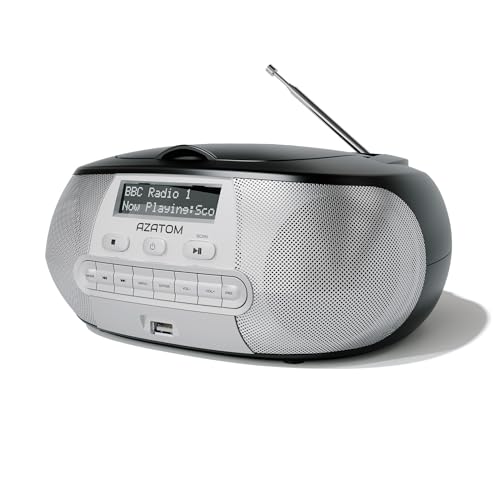 Portable CD Player with DAB/DAB+/FM Digital Radio | Bluetooth & USB MP3 Player | Battery & Mains Powered (6x”C”) | Dual Alarms & Sleep Timer | Perfect for Home, Office or Outdoors | AZATOM Zenith Z2