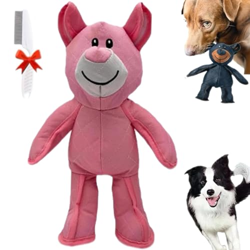 Lettuce Pets Dog Toys, Lettuce Pets 2025 New Esslvyshop-Bear for Heavy Chewers, Unbreaka-Bear Dog Toy, Unbreakable Dog Toys, Indestructible Dog Squeaky Toy for Aggressive Chewers (Pink*1)