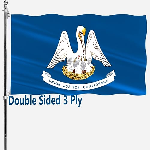 Louisiana State Flag Double Sided 3x5 Outdoor LA State Flag Heavy Duty 3 Ply with Durable Canvas Header and 2 Brass Grommets Vivid Color by ARSOF - Used condition - US$20.89