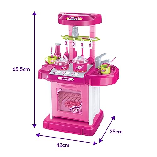 Replay Kids Cozinha Infantil Princess Completa Pia Forno e Fogão Com Acessórios Coloridos Efeitos de