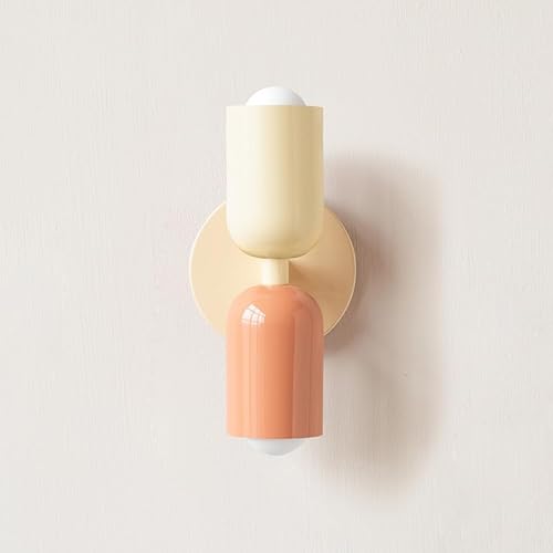 GHKryD wall lamp, E26 Nordic Double Head Bedroom Bedside Modern Simple Color Living Room Background Wall Aisle Entrance(Warm Light,N)