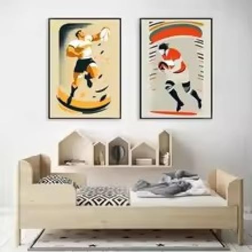 Poster rugby minimaliste avec cadre 21x30cm pour deco studio