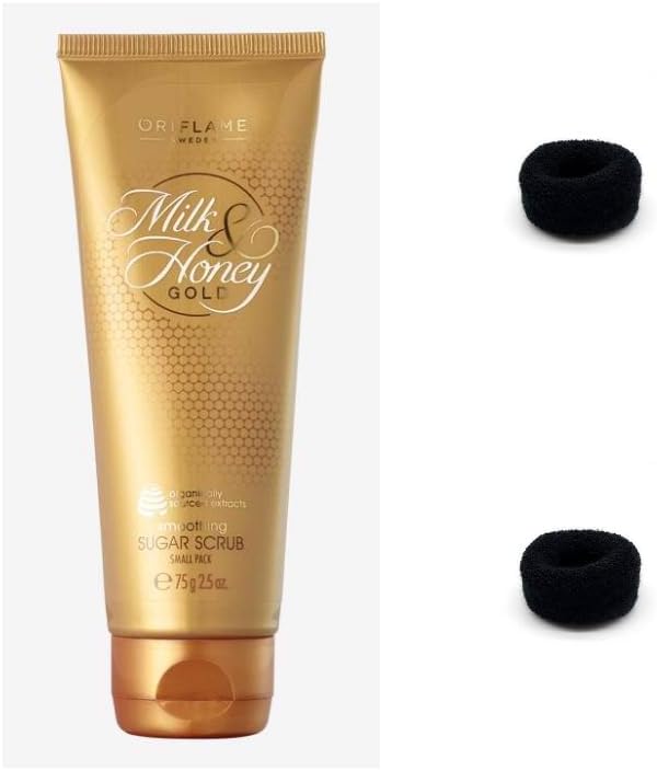 Milk & Honey Gold Smoothing Sugar Scrub Small Pack - 75 Grams And Colourful Head Band For Girls/Women - Combo