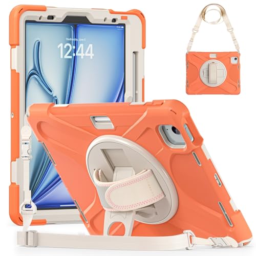 Protection iPad Air 11 M2 orange pour enfants idéale en voyage en voiture