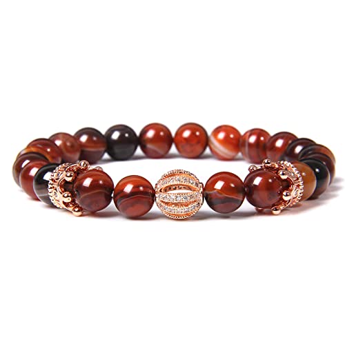Bracelet perles agates à rayures bijoux en pierre naturelle mixte