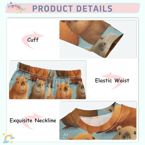 Pajama Sets Long Sleeve Cute Brown Animal Pattern Soft Comfy Sleepwear 2 Piece PJS 3-8T4