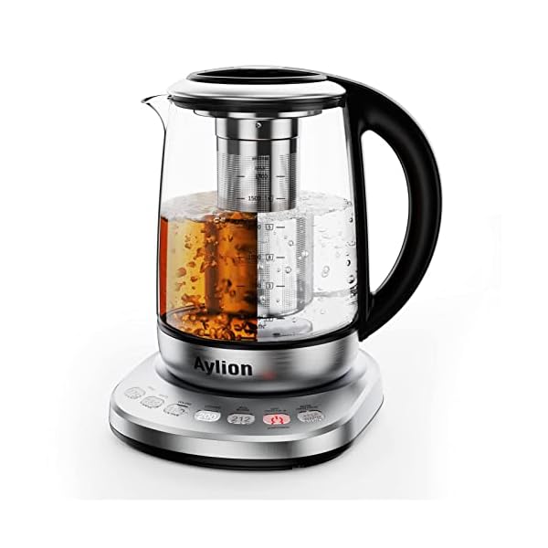 Smart Electric Kettle with Temperature Control, 5 Presets Electric Tea Kettle with Removable Infuser, 2 Hours keep Warm with Auto Shut off, 1.7L, Glass and Stainless Steel, BPA Free