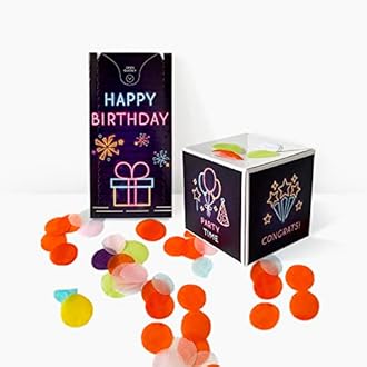 Notta&Belle FEEL LOVE EVERY MINUTE «BOOM» Happy Birthday Exploding Confetti Surprise Card (Neon), Prank Box Pop Up Explosion
