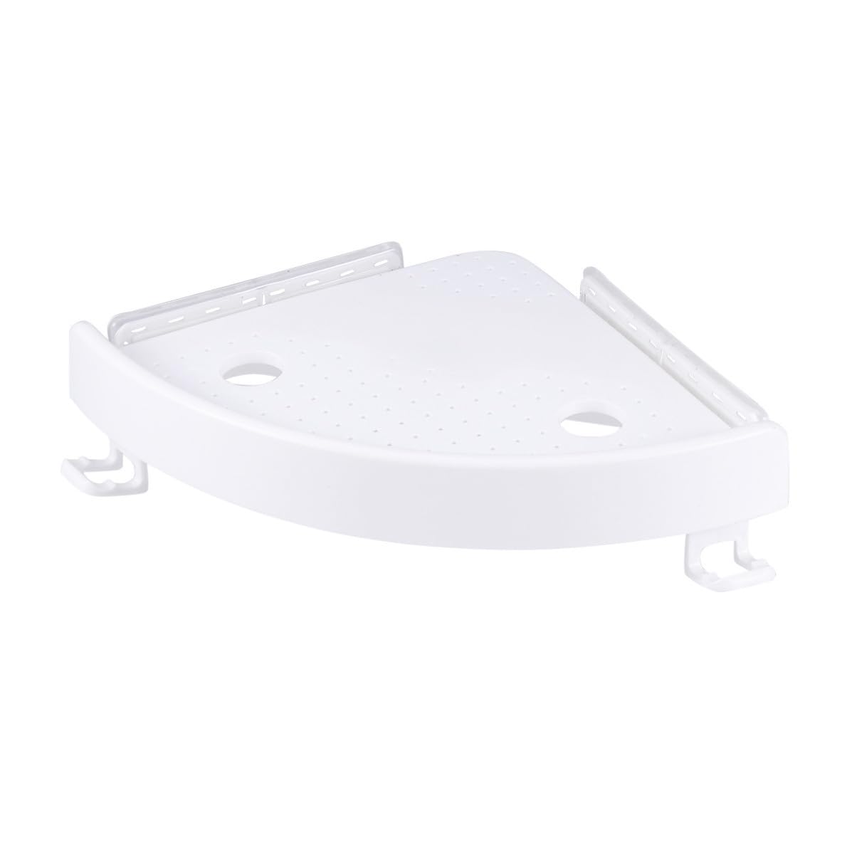 Estante de esquina esquinero para baño de plástico con dos ganchos ajustables blanco