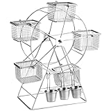 Vassoio per snack di grande capacità: questo espositore girevole a forma di ruota panoramica è dotato di 5 cestini per snack di grande capacità e 3 ganci per salse, perfetti per contenere pollo fritto, patatine fritte, cupcake, frutta e altri snack, consentendo tuoi ospiti di una festa culinaria.
