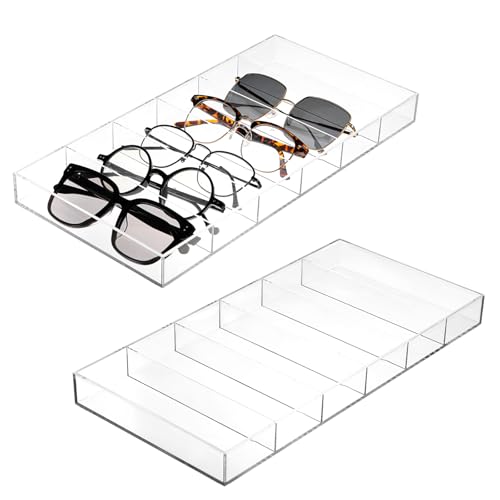 2 PCS Acrylic Sunglasses Organizer 6 Grids Sunglasses Display Stackable