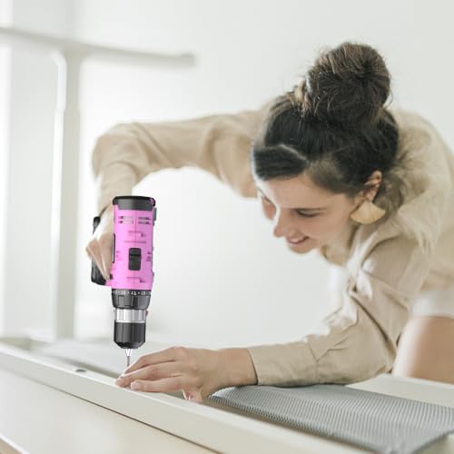 Image of FADAKWALT 20V Cordless Drill Set with Battery, Charger & Carrying Bag, 30N Torque Power Drill /Driver Kit, 21+1 Clutch Settings, 3 /8 inch Keyless Chuck, LED Light, Driver Bits(Pink)