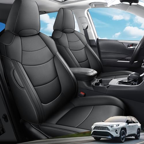 SEALIGHT Car Seat Covers Custom Fit for Toyota RAV4 2019-2025 LE, XLE, XLE Premium, Limited (Not for Hybrid, Adventure, TRD-Off) Waterproof Faux Leather Seat Covers for SUV (5 PCS Full Set) by SEALIGHT - Used condition - US$71.63