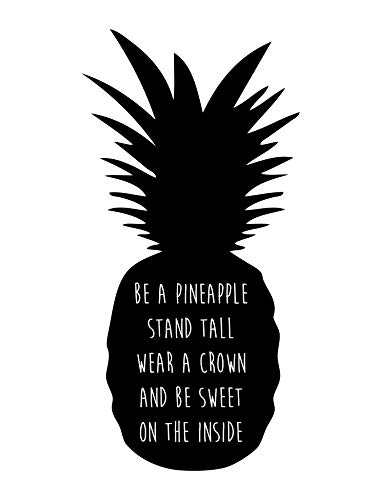 Customvinyldecor - Pineapple Wall Decor - Be A Pineapple Stand Tall - With Hawaiian Tropical Pineapple Design - Pineapple Removable Sticker -Teen Girl Bedroom Decoration - Home Decor Decal For Bedroom, Playroom, Family Room, Or Office #TOP3