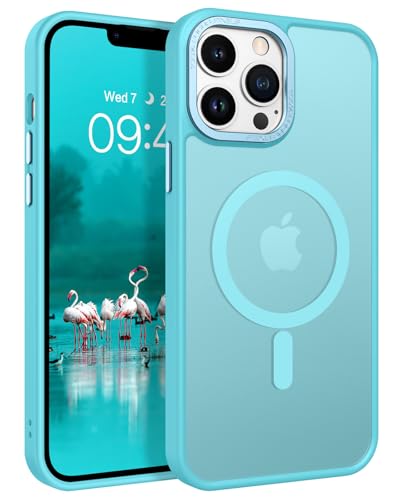 BENTOBEN Funda Magnética Compatible con iPhone 13 Pro MAX, 6,7 Pulgadas[Compatible con Magsafe]Carga Inalámbrica Carcasa Translúcido Mate Protección Grado Militar Anti-Arañazos Anti--Golpes -Lago Azul