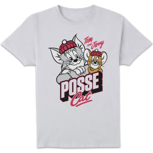 Image of Official Tom & Jerry Posse Cat Adults T-Shirt White - M