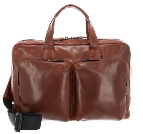 Cuir serviette pour ordinateur portable Porto Leonhard Heyden brun, mallette zippée 1 compartiment