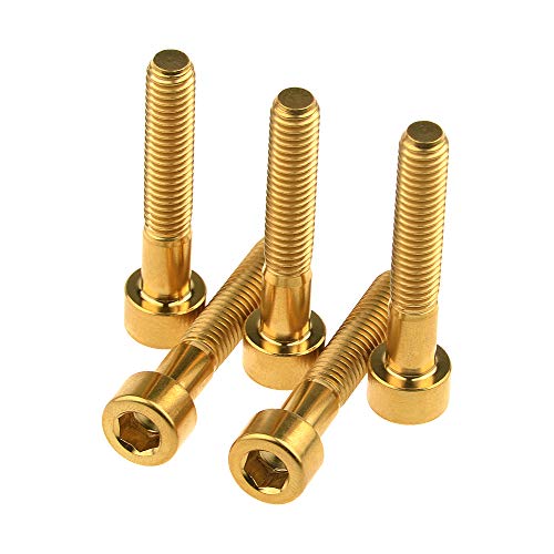 Wanyifa Titanium Ti M6x35mm Bolts Allen Head for Bicycle Headset Screws Pack of 5 (Gold)