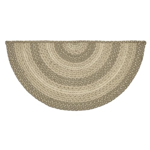Tapete semicircular de yute y algodón 16.5x33 pulgadas