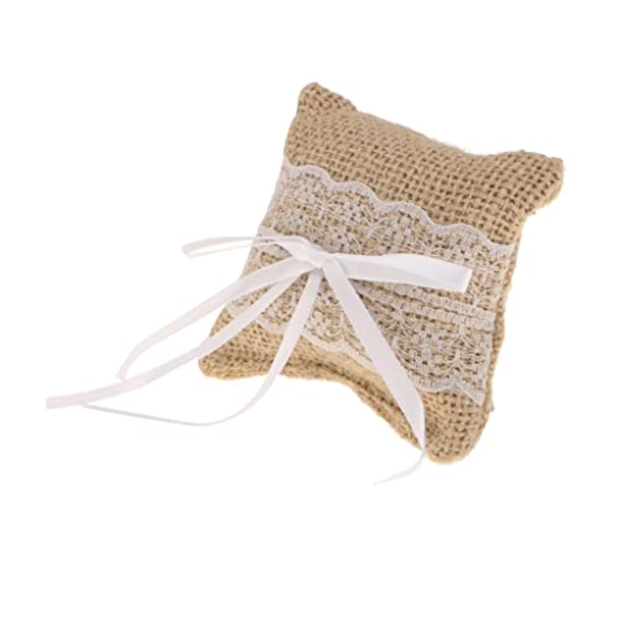 Wedding Bridal Party Jute Burlap Ring Pillow