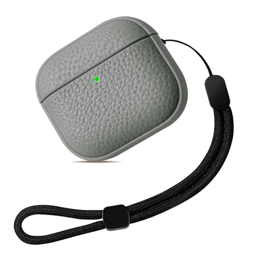 Teyomi Coque Compatible avec AirPods 4, Coque pour Airpods 4 avec Dragonne, Protection AirPods 4th Generation Case, Étuis et Housses pour AirPods 4, Prise en Charge de la Recharge sans Fil (Gris)